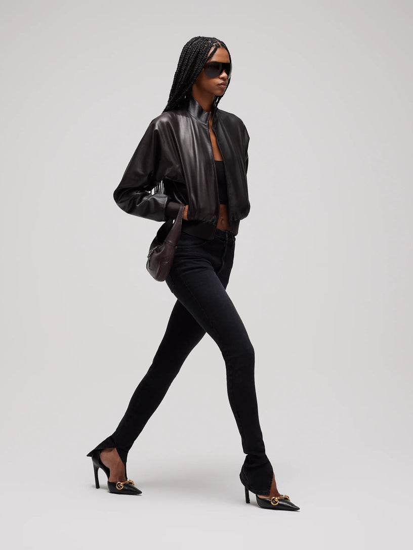 Pantalone skinny in denim di cotone effetto délavé