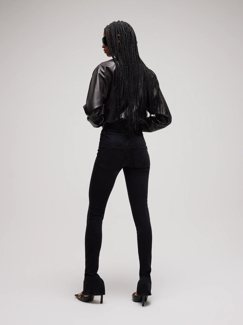 Pantalone skinny in denim di cotone effetto délavé