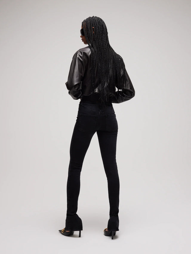 Pantalone skinny in denim di cotone effetto délavé