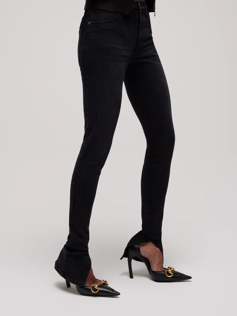 Pantalone skinny in denim di cotone effetto délavé