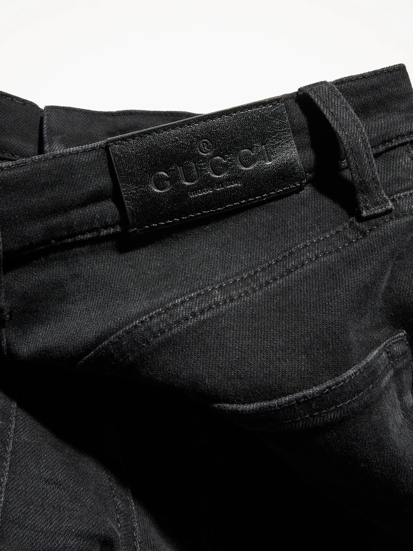 Pantalone skinny in denim di cotone effetto délavé