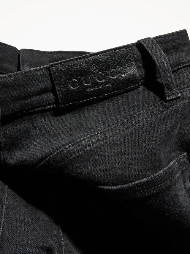 Pantalone skinny in denim di cotone effetto délavé