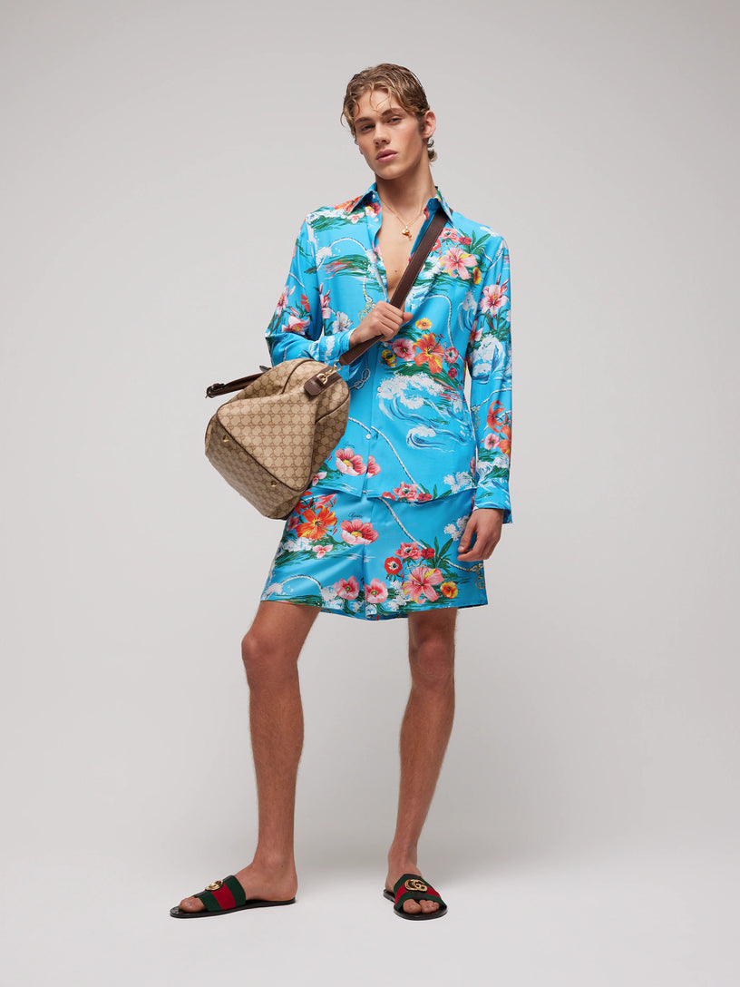 Camicia in tessuto fluido stampata