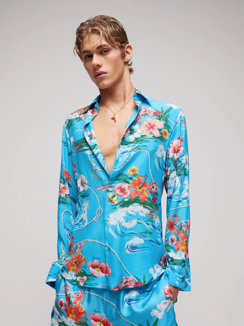Camicia in tessuto fluido stampata
