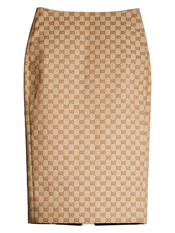 GG cotton canvas midi skirt