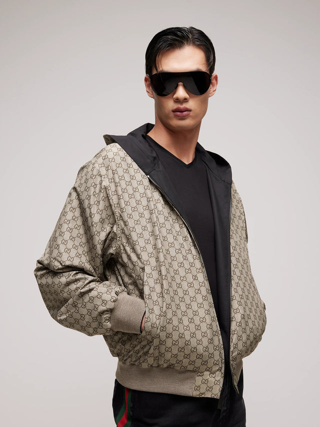 Reversible cotton canvas zip jacket