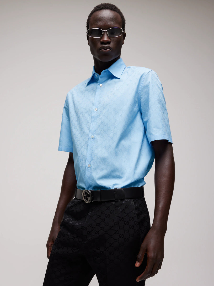 Camicia in popeline di cotone GG