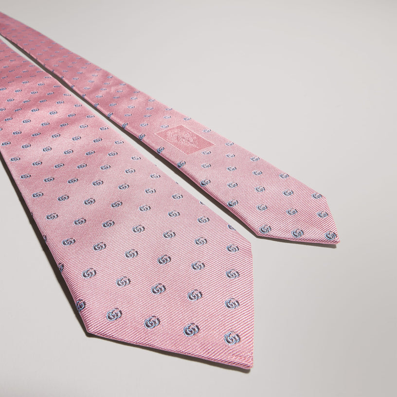 Cravatta in jacquard di seta con Doppia G