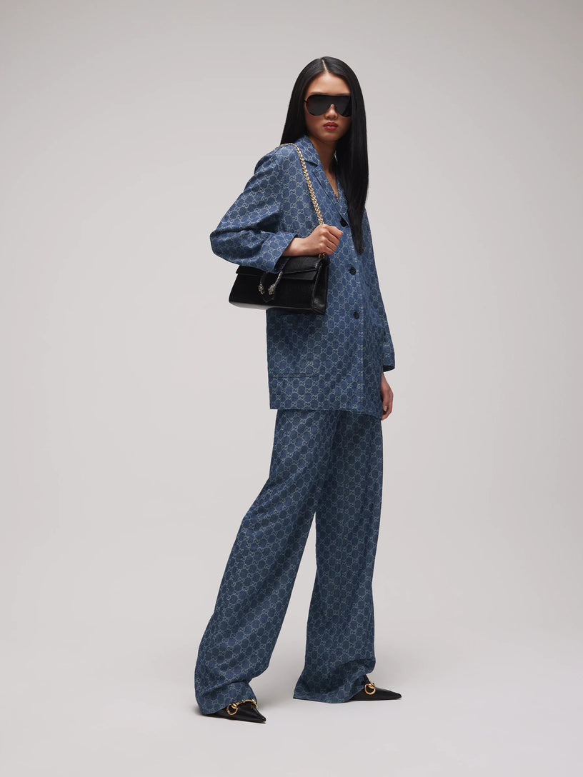 Giacca in denim di cotone GG jacquard
