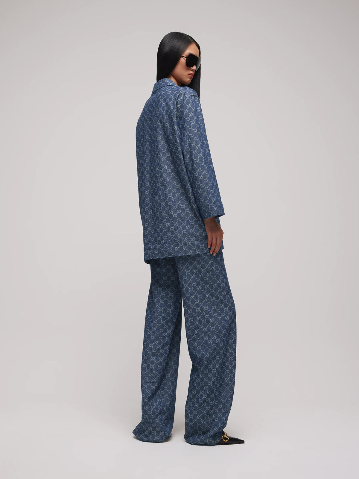 Giacca in denim di cotone GG jacquard