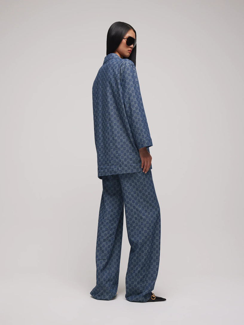 Giacca in denim di cotone GG jacquard
