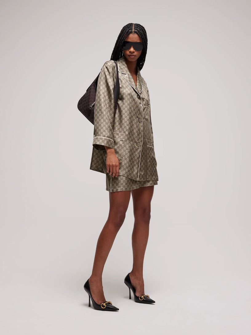 Camicia in twill di seta stampata