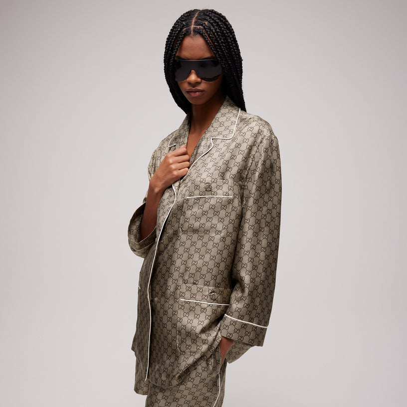 Camicia in twill di seta stampata