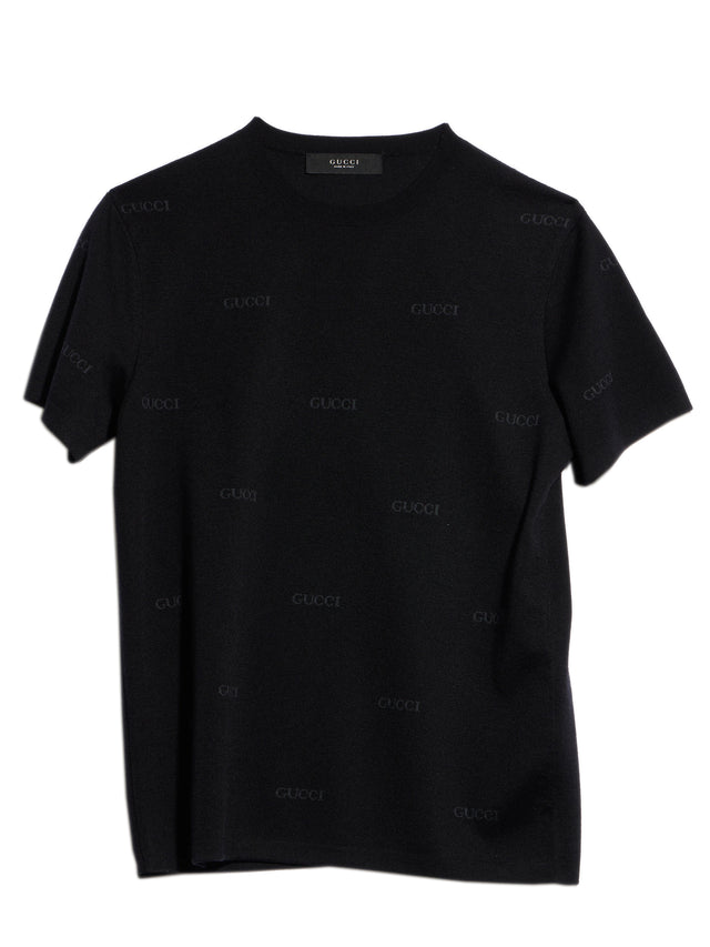 T-shirt in lana e seta jacquard Gucci