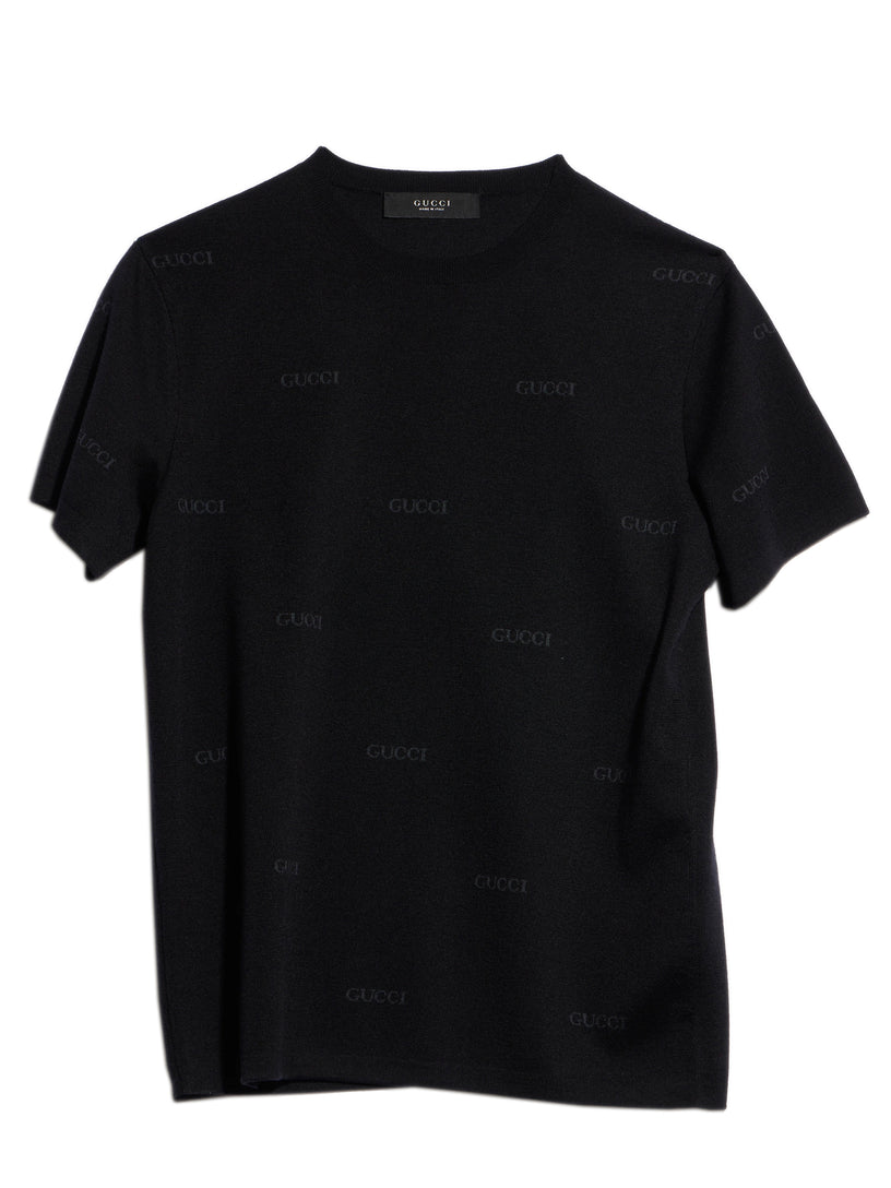 T-shirt in lana e seta jacquard Gucci