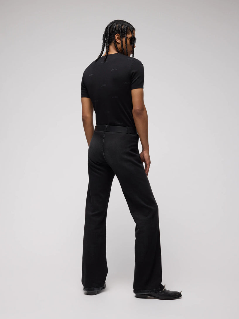 T-shirt in lana e seta jacquard Gucci