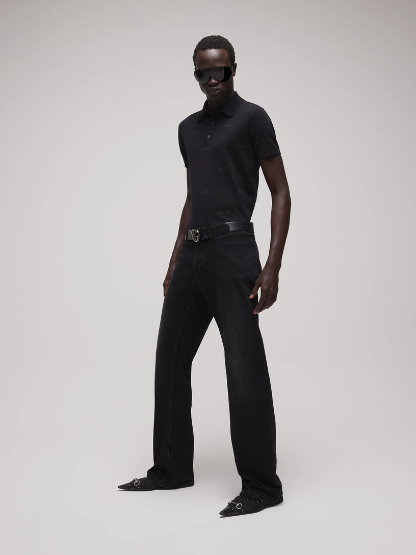 Polo in lana e seta Gucci jacquard