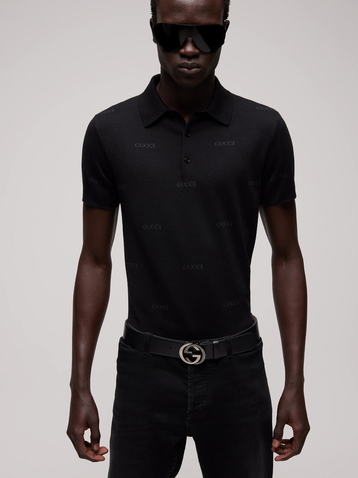 Polo in lana e seta Gucci jacquard