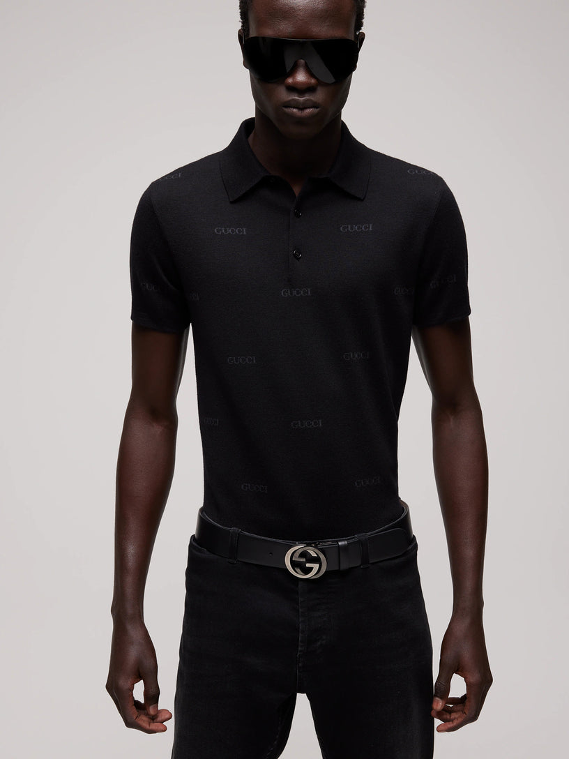 Polo in lana e seta Gucci jacquard