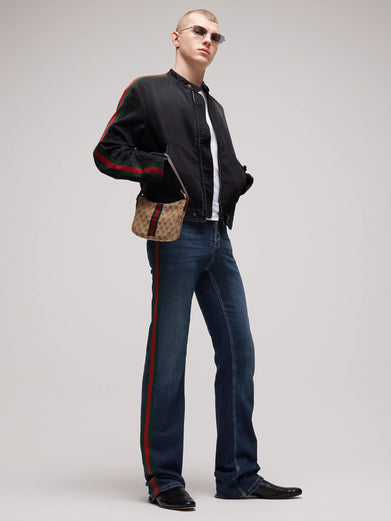 Pantalone in denim di cotone con nastro Web