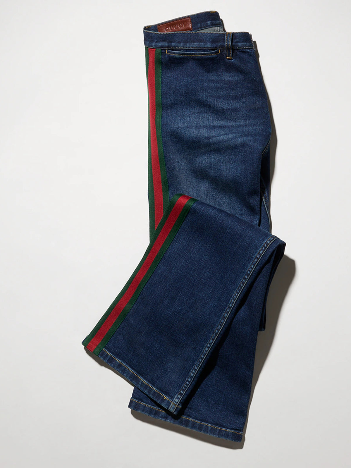 Pantalone in denim di cotone con nastro Web