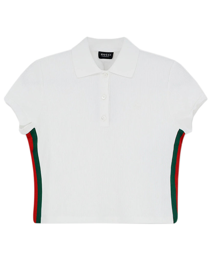 Polo a coste in jersey di cotone con Web