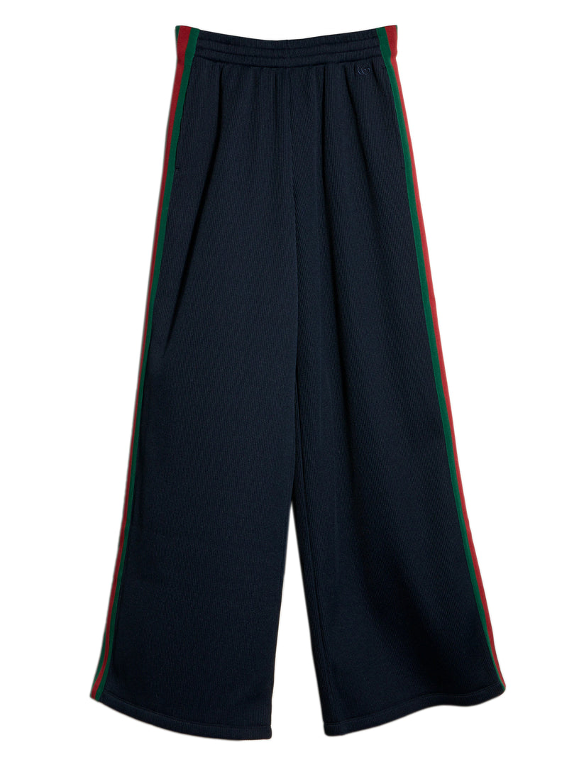 Pantalone leisure in jersey di cotone a coste con Web