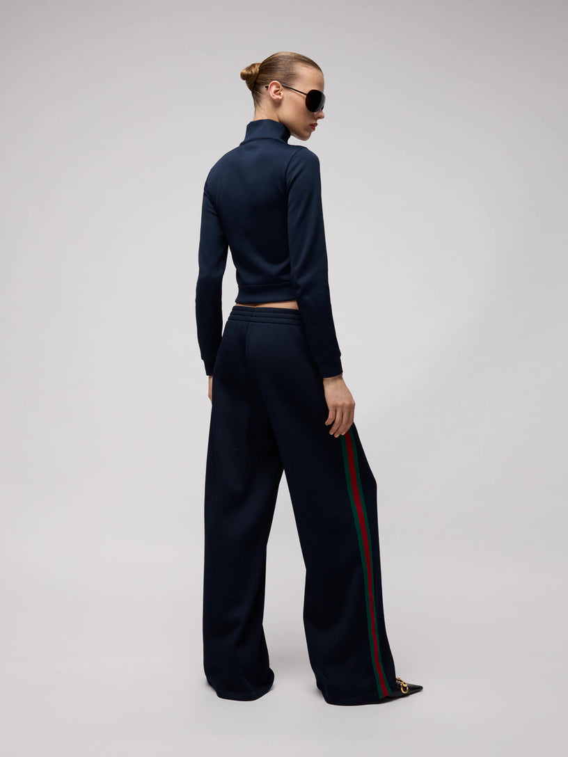 Pantalone leisure in jersey di cotone a coste con Web
