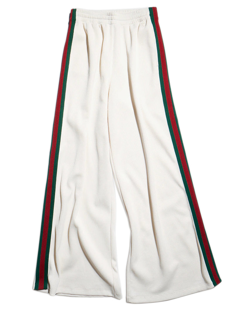 Pantalone leisure in jersey di cotone a coste con Web