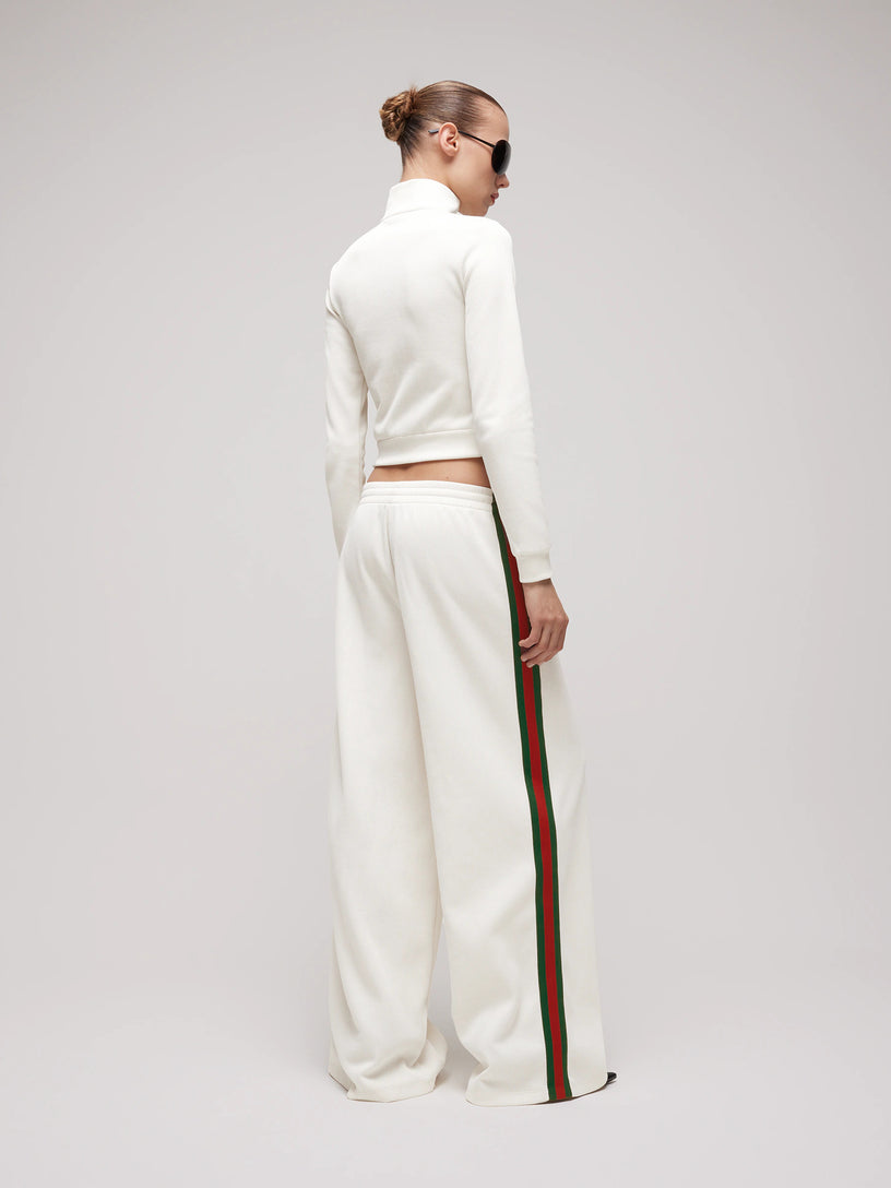 Pantalone leisure in jersey di cotone a coste con Web