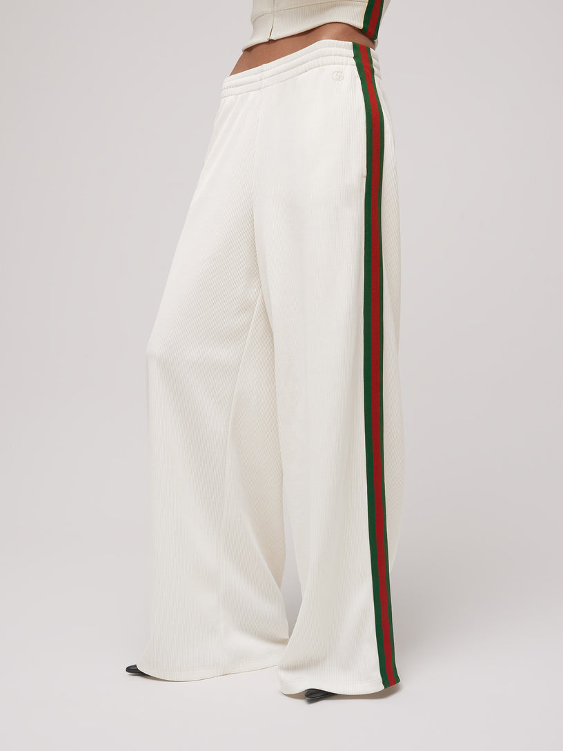 Pantalone leisure in jersey di cotone a coste con Web