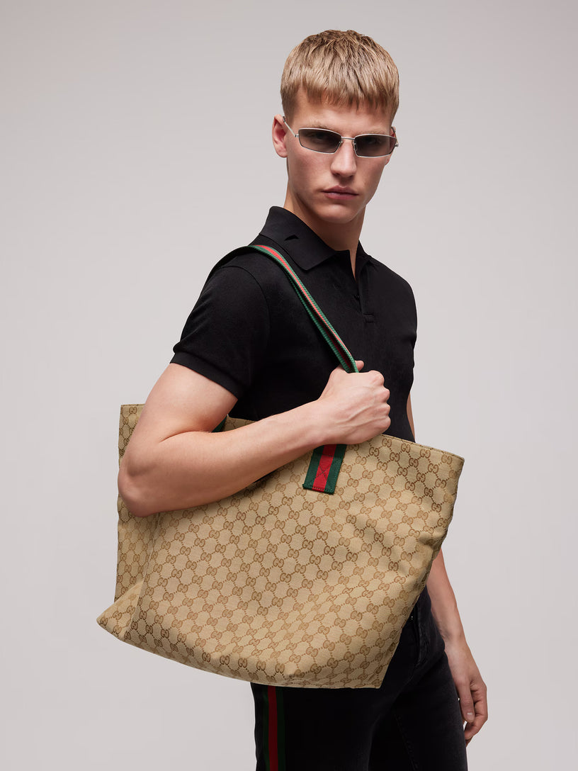Borsa shopping con motivo GG misura media