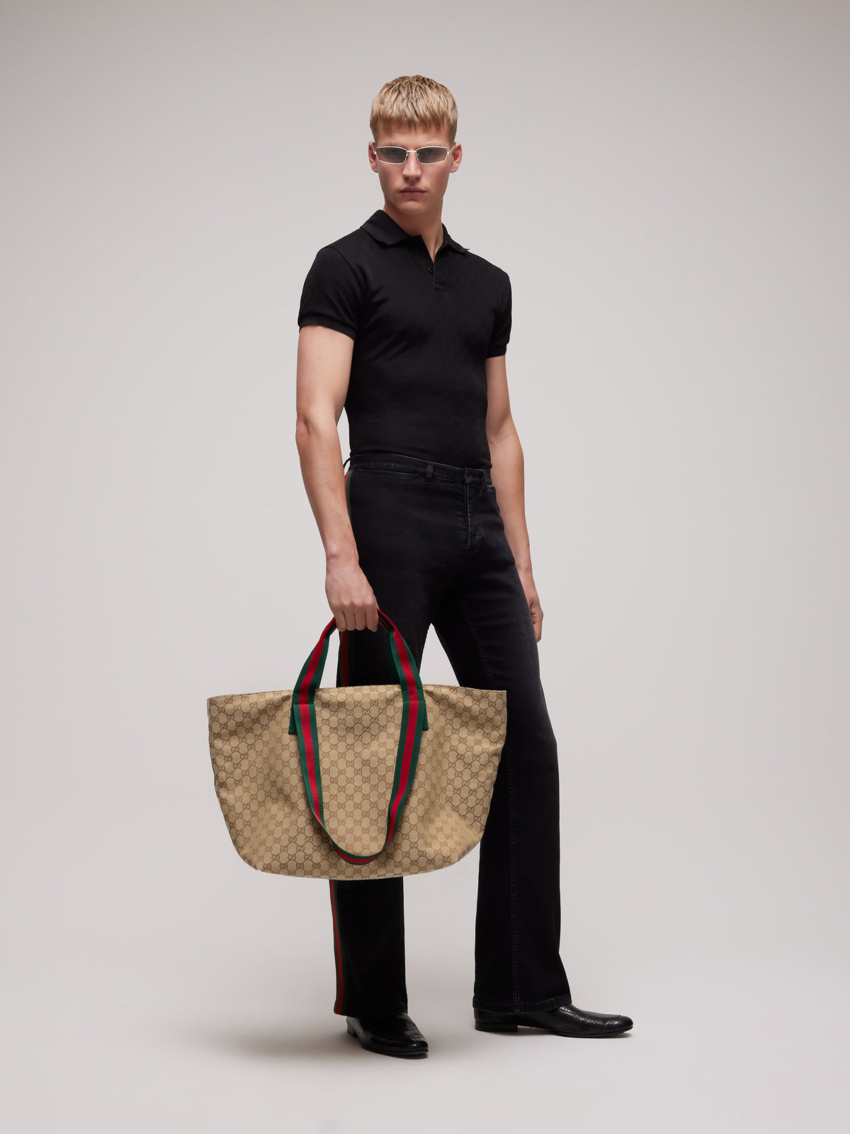 Borsa shopping con motivo GG misura media