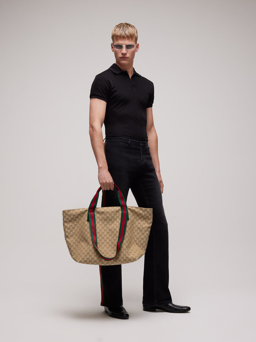 Borsa shopping con motivo GG misura media