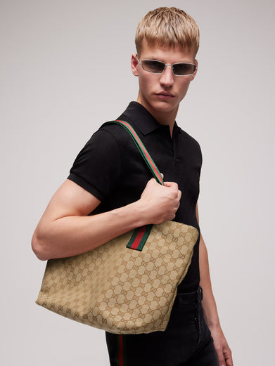 Borsa shopping con motivo GG misura piccola