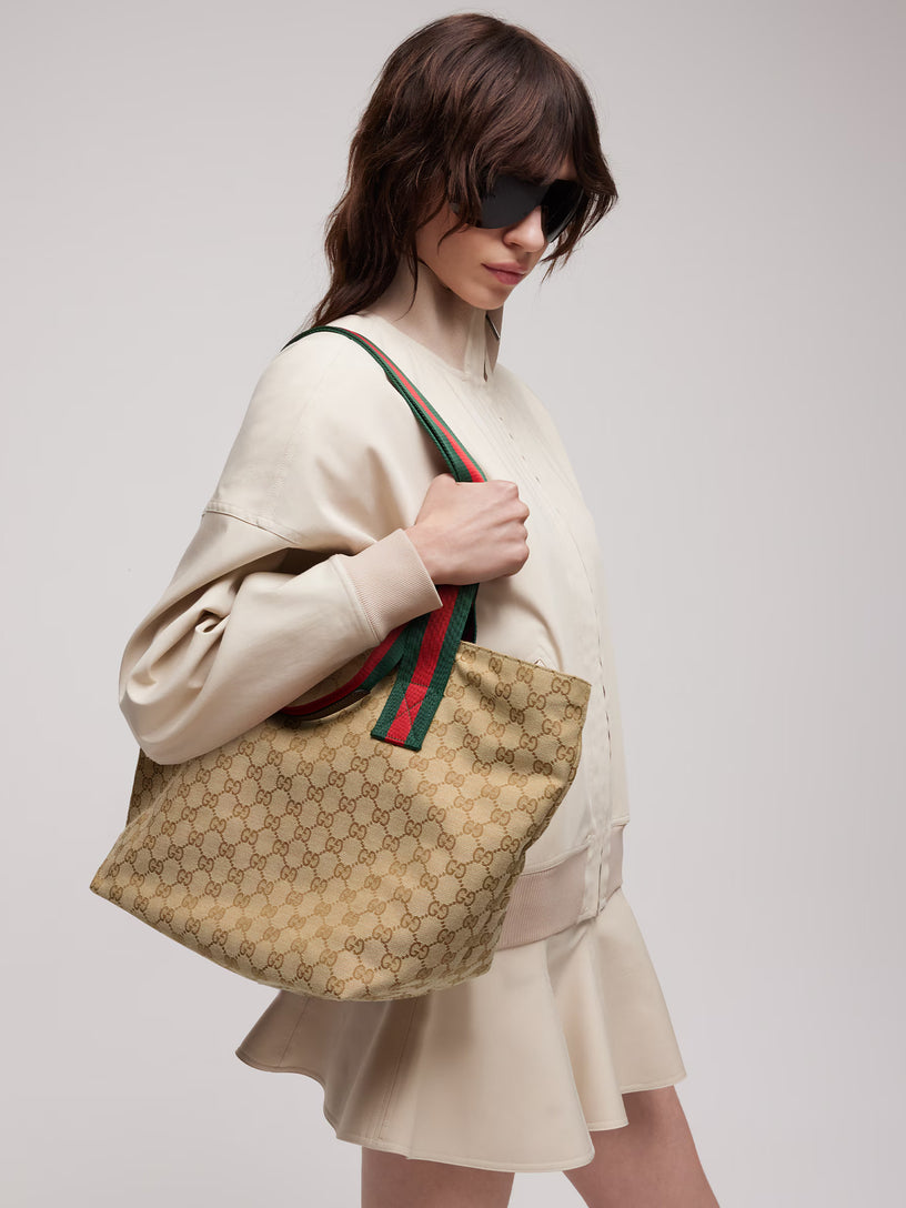 Borsa shopping con motivo GG misura piccola