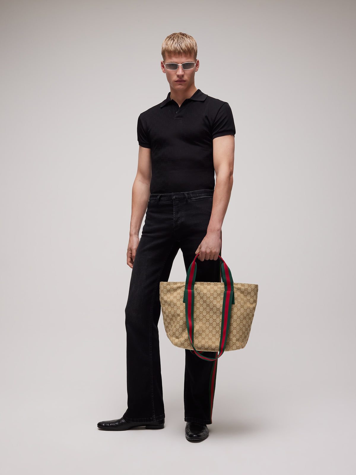 Borsa shopping con motivo GG misura piccola