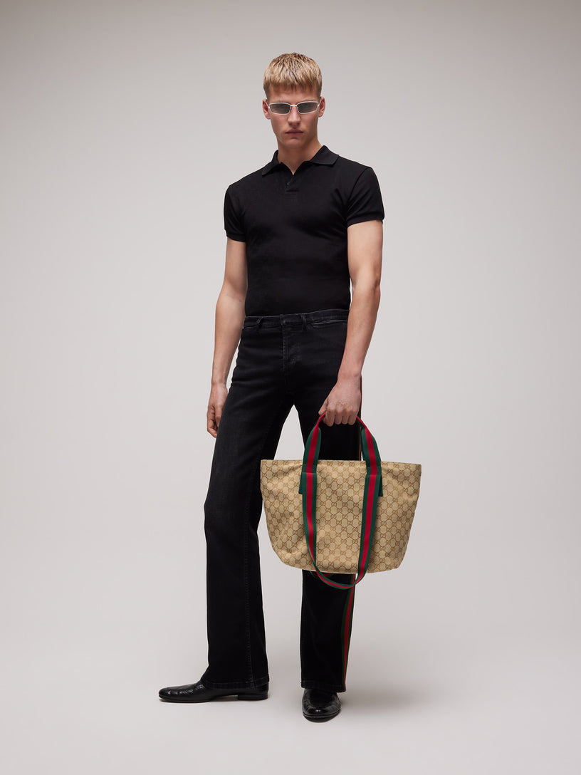 Borsa shopping con motivo GG misura piccola