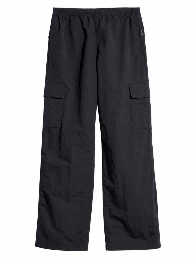 Pantalone cargo in faille di nylon froissé