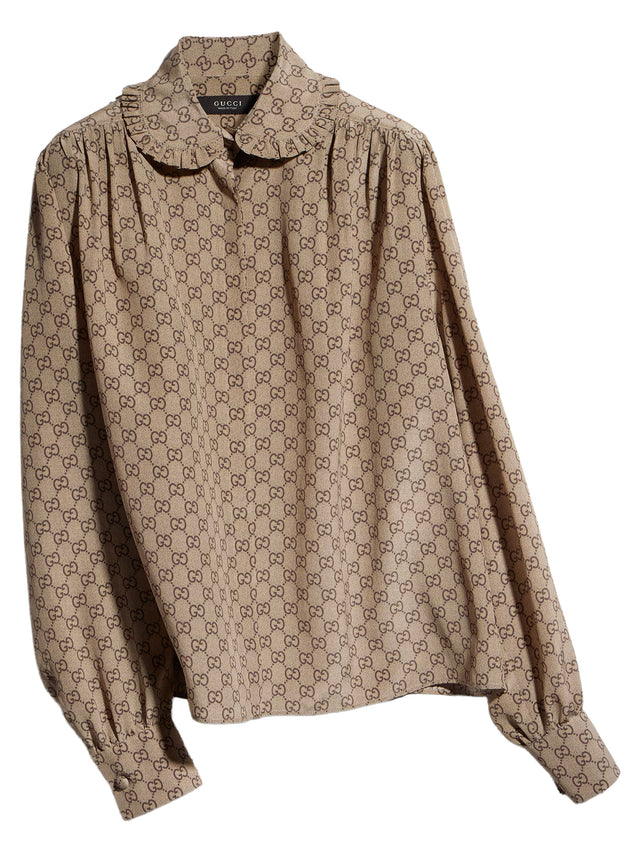 Camicia stampata in seta crêpe de chine