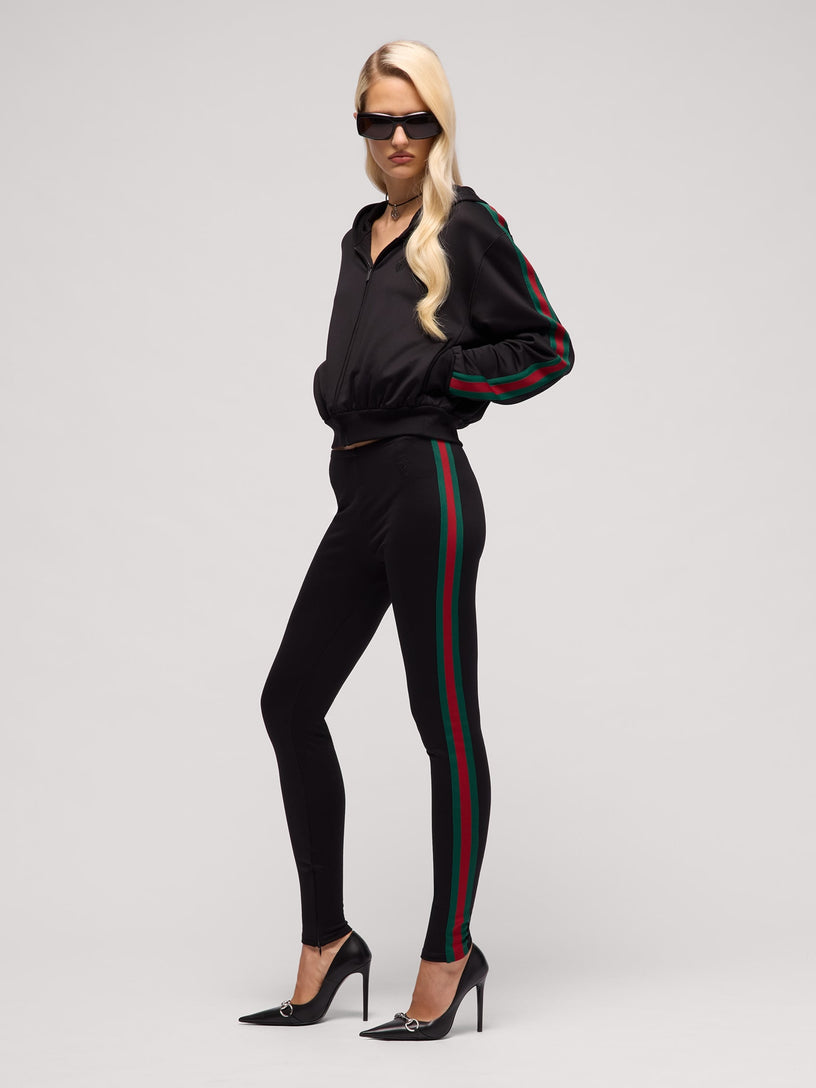 Leggings in jersey tecnico con nastro Web