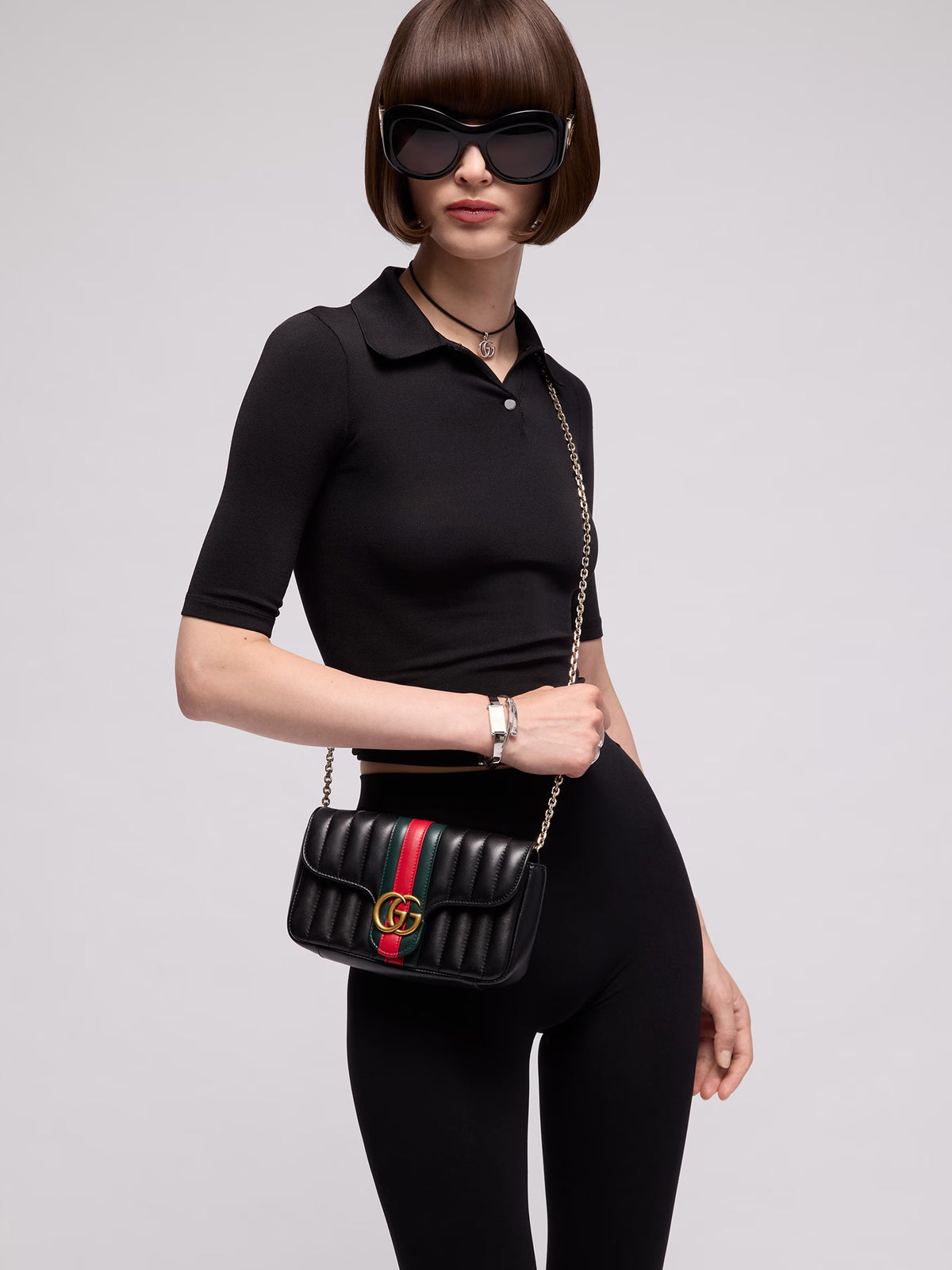 Borsa a spalla piccola Jetset GG Marmont