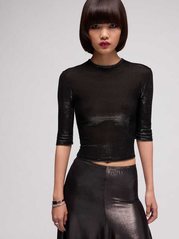 Jersey top with iridescent effect