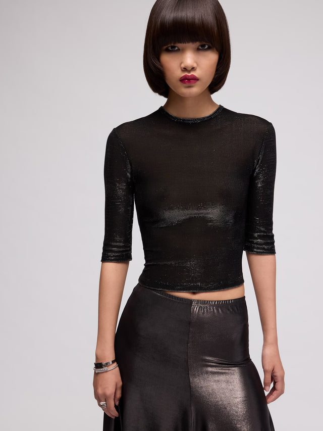Jersey top with iridescent effect