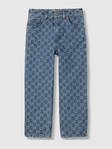 Pantaloni in denim GG jacquard