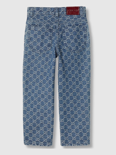 Pantaloni in denim GG jacquard