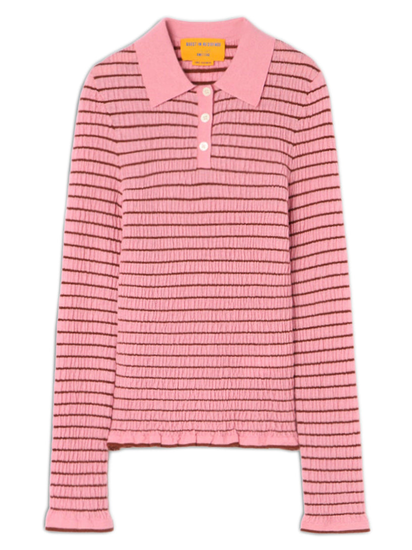Smocked L/S Shrunken Polo