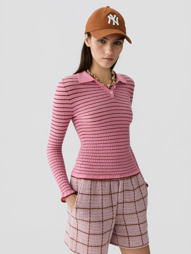 Smocked L/S Shrunken Polo