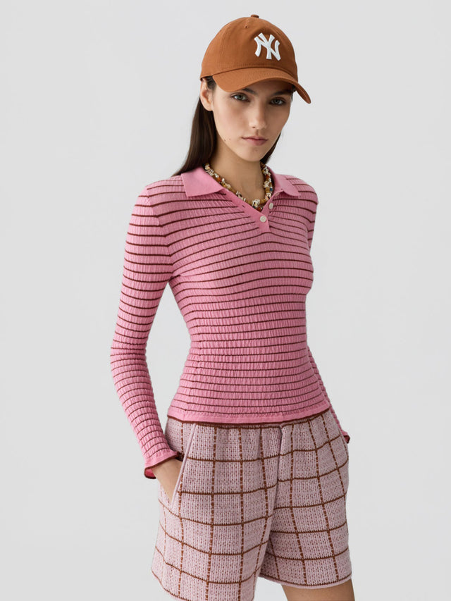 Smocked L/S Shrunken Polo