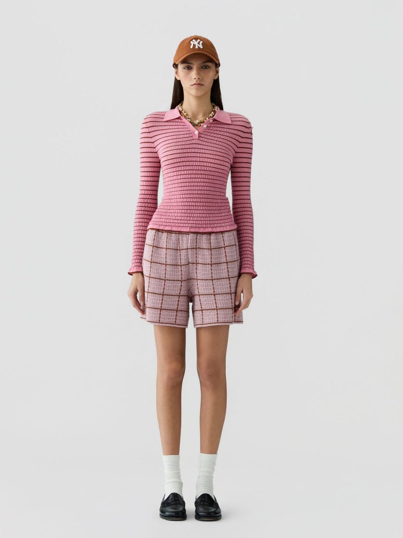 Smocked L/S Shrunken Polo